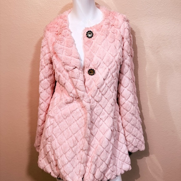 Me Jane Faux Fur Pink Teddy Jacket - Picture 2 of 10